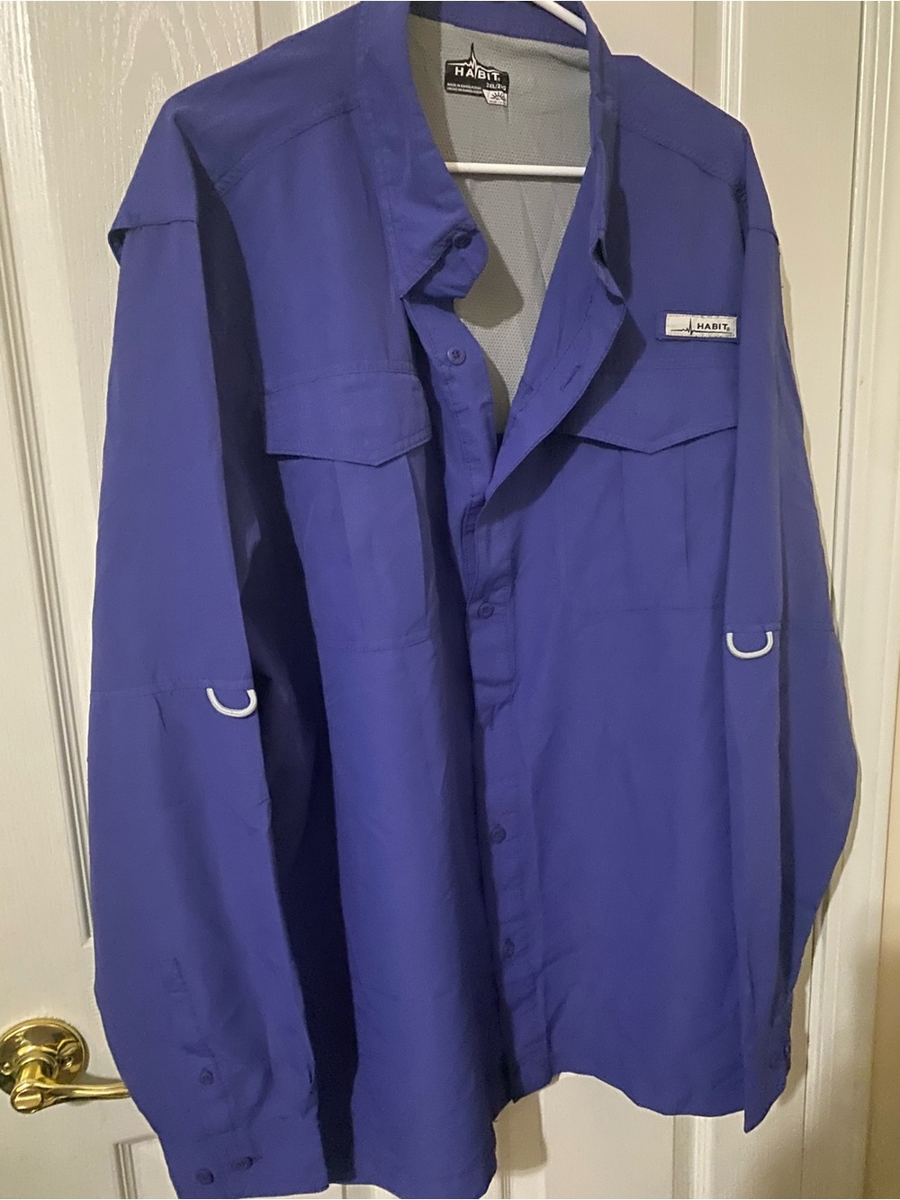 Habit Mens 2XL Blue Fishing Shirt Long Sleeve Vented SPF 40+ Camp Hiking